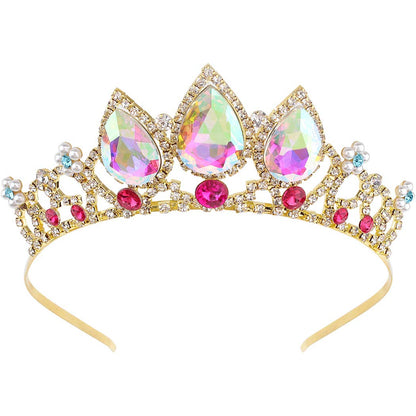 COCIDE Rapunzel Crown – AB Crystal Tiara & Pearl Hairpiece for Girls, Birthday & Wedding