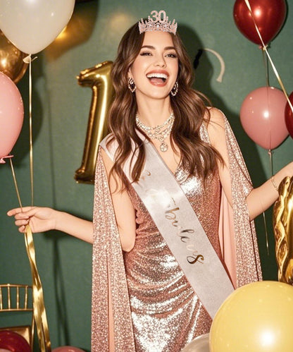 COCIDE 30th Birthday Sashes, Crowns & Decorations – Sash, Tiaras Set for Women & Girls