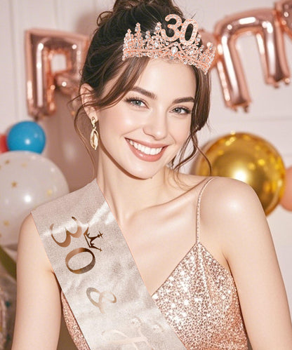 COCIDE 30th Birthday Sashes, Crowns & Decorations – Sash, Tiaras Set for Women & Girls
