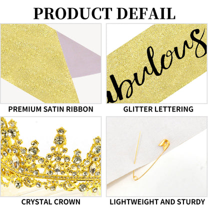 COCIDE 80th Birthday Sashes, Crowns & Decorations – Sash & Tiara Set for Women & Girls