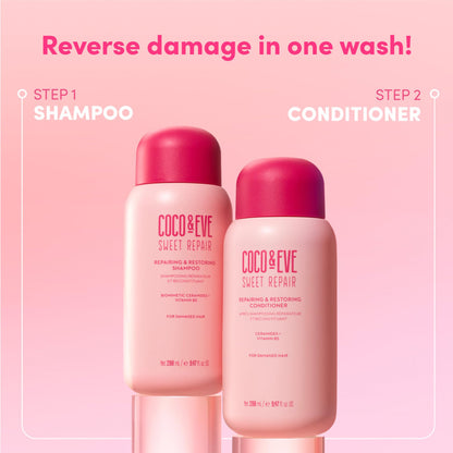 Coco & Eve Repairing & Restoring Shampoo for Damaged, Color-Treated Hair | Biomimetic Ceramides & Vitamin B5 | 9.47 Fl Oz