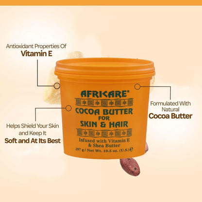 COCOCARE Africare Cocoa Butter 10.5 Oz – Skin & Hair Nourishment with Vitamin E & Shea Butter | Made in USA