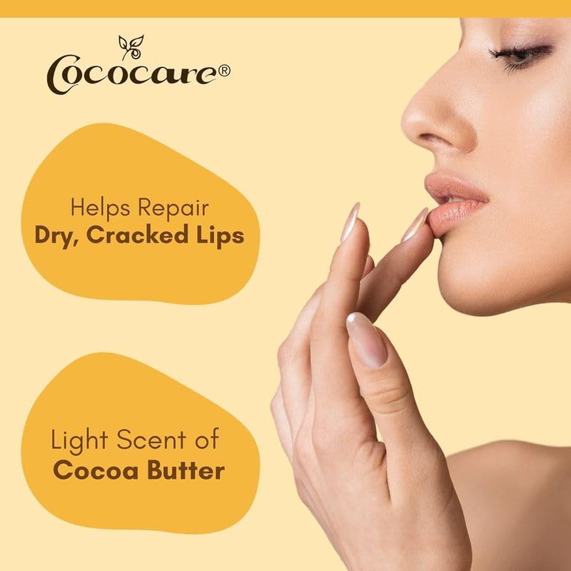 COCOCARE Cocoa Butter Lip Balm – The Little Yellow Stick, Hydration & Protection, 0.15oz Pack of 10