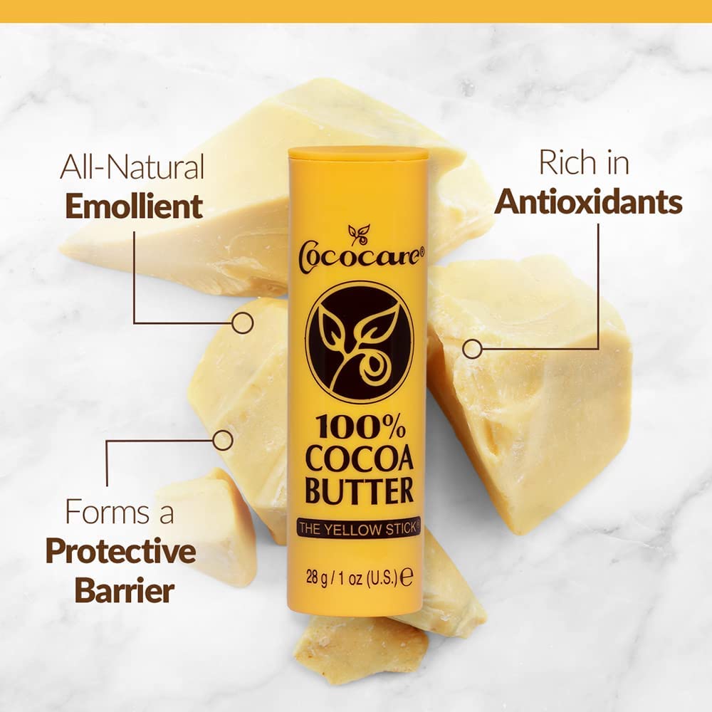 Cococare 100% Cocoa Butter Stick – All-Natural Hydration & Protection (The Yellow Stick) – 6 Pack
