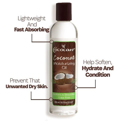 COCOCARE Coconut Moisturizing Oil 8.5 fl oz (2-Pack) – Deep Hydration with Natural Coconut Oil