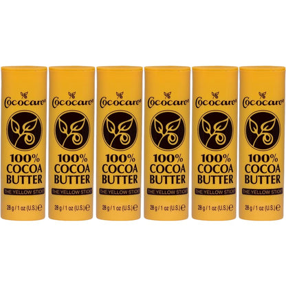 Cococare 100% Cocoa Butter Stick – All-Natural Hydration & Protection (The Yellow Stick) – 6 Pack