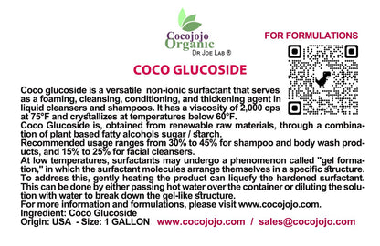 Cocojojo Coco Glucoside Natural Surfactant – Plant-Derived, Fragrance-Free, 1 Gallon