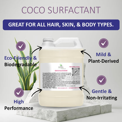 Cocojojo Coco Glucoside Natural Surfactant – Plant-Derived, Fragrance-Free, 1 Gallon