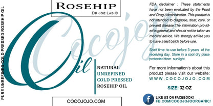 cocojojo Rosehip Oil - 100% Pure Cold-Pressed Unrefined Seed Oil (32 oz) for Skin & Hair
