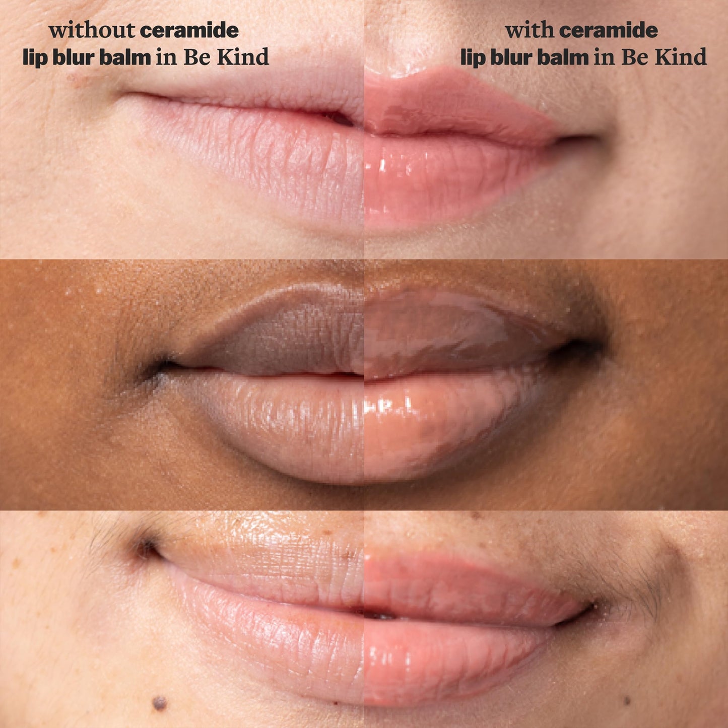 Cocokind Ceramide Lip Blur Balm Be Kind - Coral Pink Hydrating Lip Balm with Ceramides & Peptides | Sensitive Lips, 6-Pack
