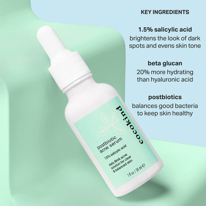 Cocokind Postbiotic Acne Serum & BHA Liquid Exfoliant – Exfoliate, Hydrate, Brighten