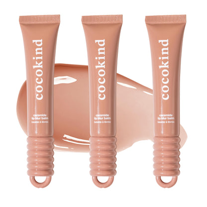 Cocokind Ceramide Lip Blur Balm – Soft Brown Hydrating Lip Balm with Ceramides & Peptides (3-Pack)