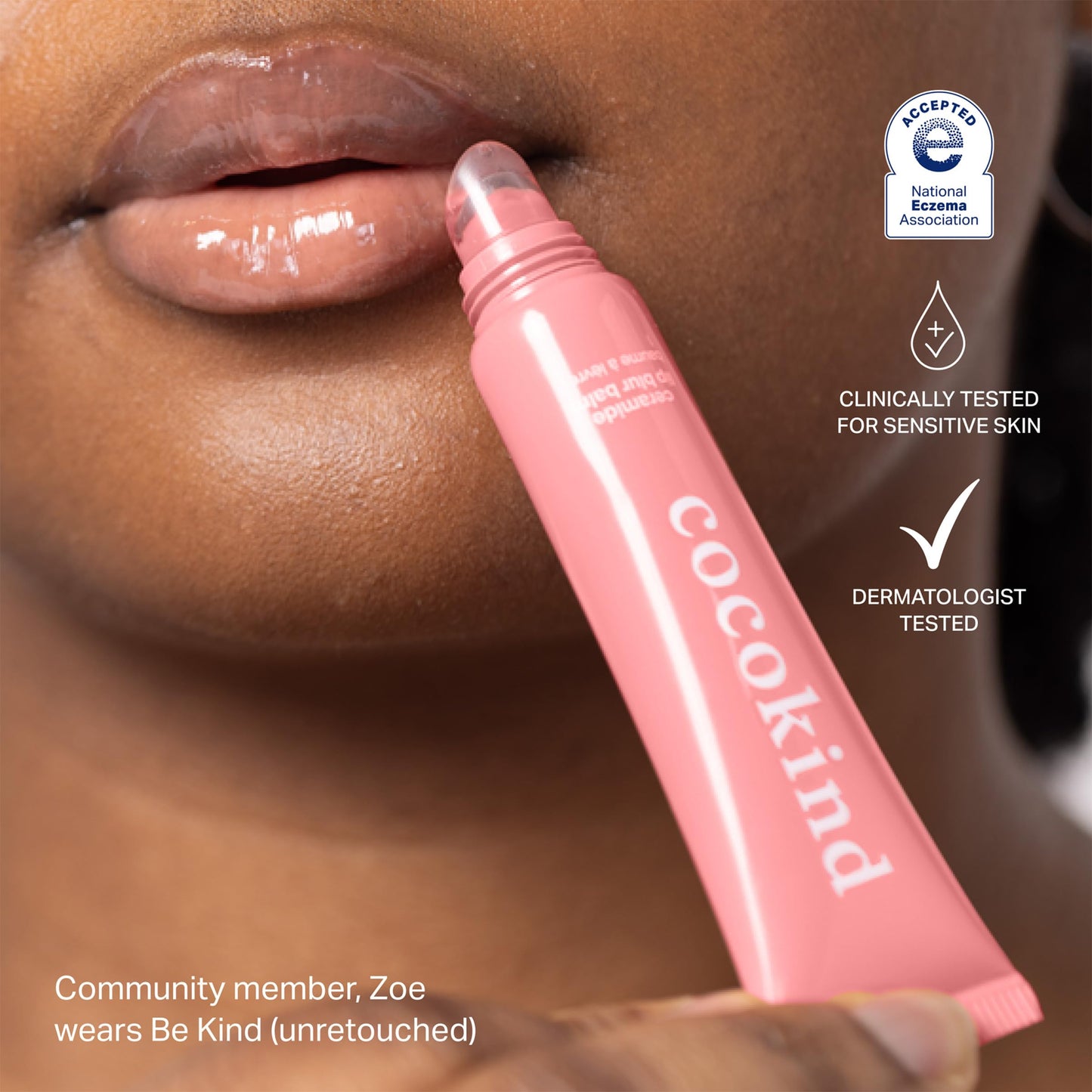 Cocokind Ceramide Lip Blur Balm Be Kind - Coral Pink Hydrating Lip Balm with Ceramides & Peptides | Sensitive Lips, 6-Pack