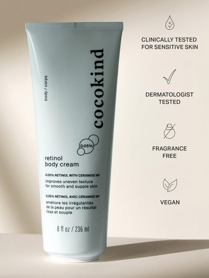 Cocokind Retinol Body Cream | Fragrance-Free, Vegan, Cruelty-Free, All Skin Types, 8 oz