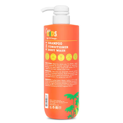 Cocomagic Cocokids 3-in-1 Kids Shampoo, Conditioner & Body Wash | Tear-Free, No Parabens | Made in USA, Coconut Strawberry, 24 fl oz