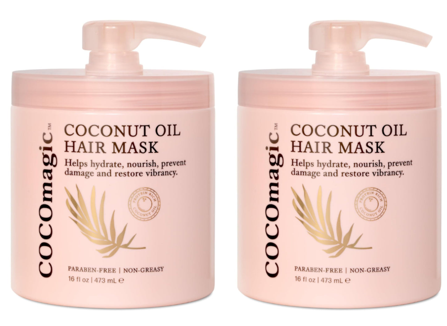 Cocomagic Coconut Oil Hair Mask | Repair Damage, Frizz Control, Shine | Protein-Rich Hydration | Made in USA 16oz (2 Pack)