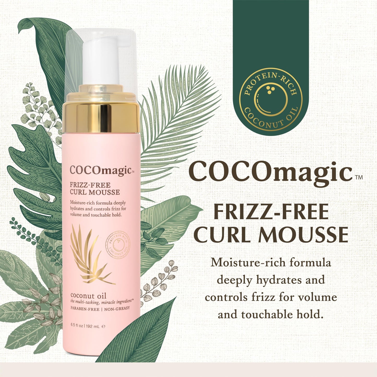 Cocomagic Frizz-Free Curl Mousse with Coconut Oil | Defines, Hydrates & Soft Hold