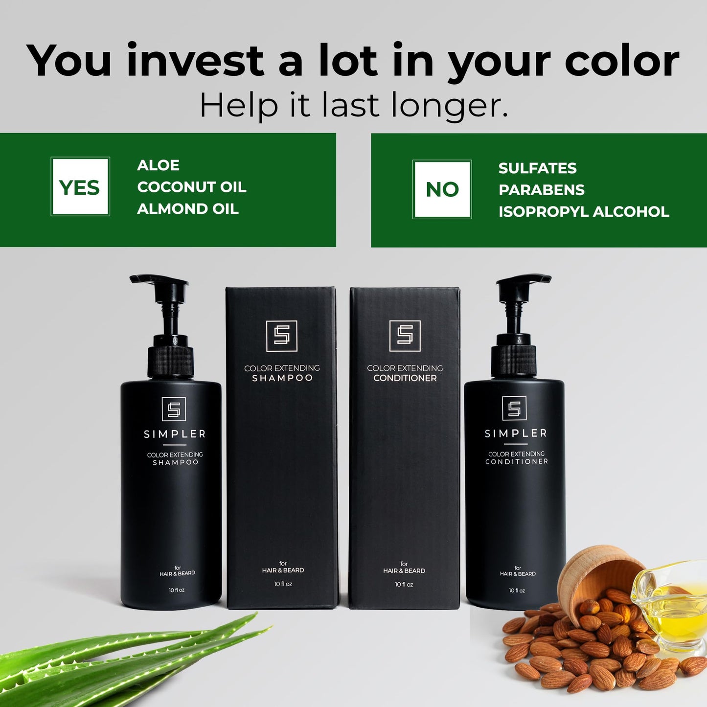 Simpler Hair Color Protecting Shampoo & Conditioner for Men – Bergamot & Cedar