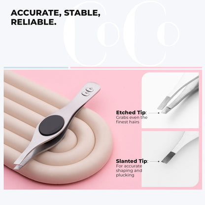 Coco's Closet Professional Tweezers – Slant Tip Precision for Eyebrows, Splinters & More