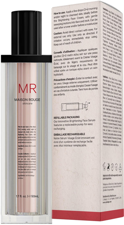 Codeage Maison Rouge Brightening Serum – Glutathione, Vitamin C, Hyaluronic Acid, Collagen | Refillable, Parabens/Sulfates-Free