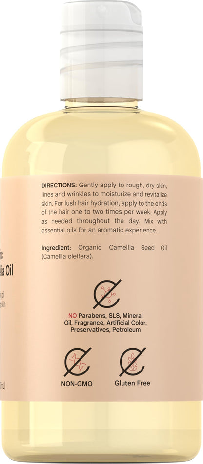 Coera Camellia Seed Oil Organic | 8 fl oz Moisturizing Hair & Skin Oil | Free of Parabens, SLS & Fragrances