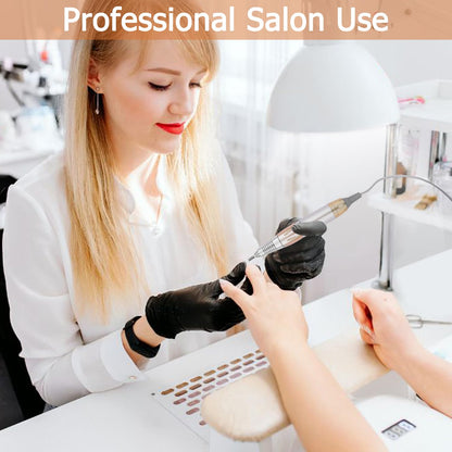 CoFashion Portable Electric Nail Drill – 30000 RPM, 6 Bits + 6 Sanding Bands, Home Salon Kit (Golden)