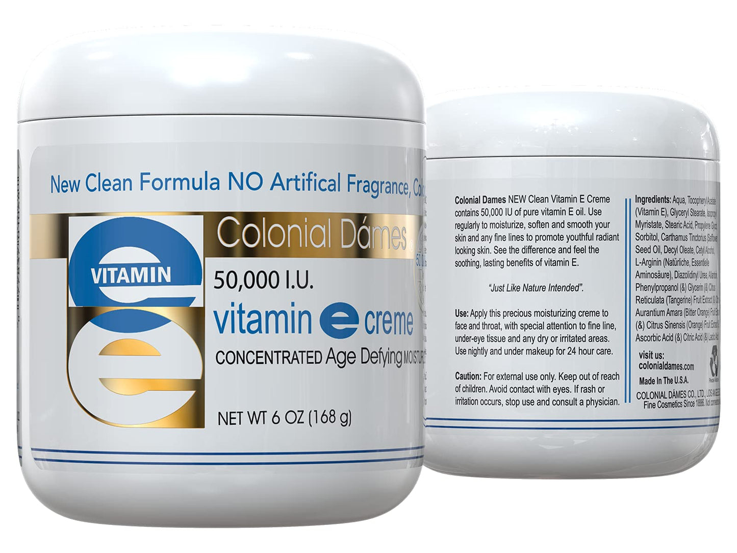 Colonial Dames High Potency 50,000 IU Vitamin E Moisturizer | Hydration for Dry Skin & Fine Lines