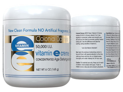 Colonial Dames High Potency 50,000 IU Vitamin E Moisturizer | Hydration for Dry Skin & Fine Lines