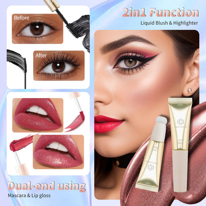 Color Nymph Teen Girls Makeup Kit — All-In-One 9-Color Eyeshadow Palette, Liquid Blush, Lip Glaze & Sequin Bag