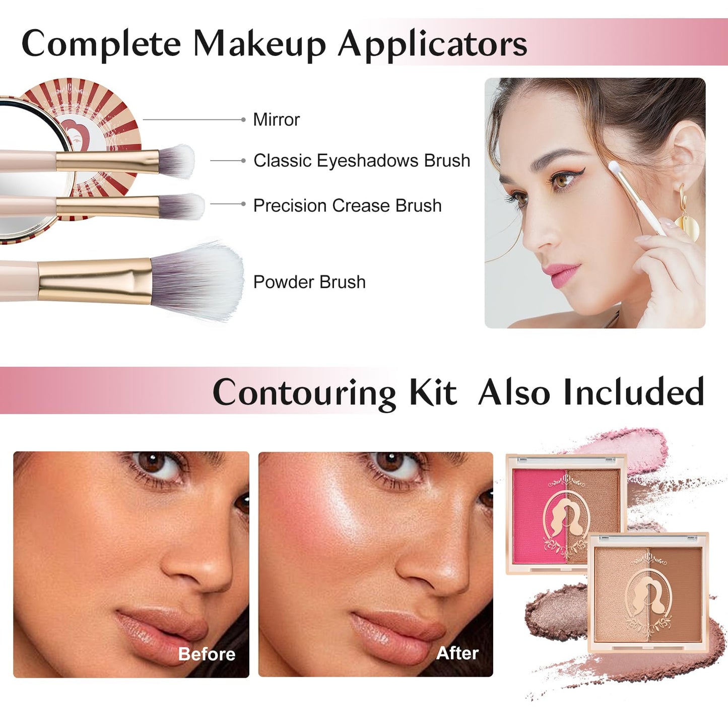 Color Nymph Mysterious Teens Makeup Kit – All-In-One Beginner Set in Pink Train Case