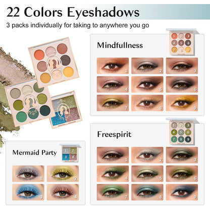 Color Nymph All In One Makeup Kit for Girls – Beginner 18-Color Set in Green Case