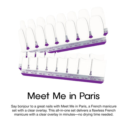 Color Street Meet Me in Paris French Nail Strips – Creme Tips & Clear Overlay