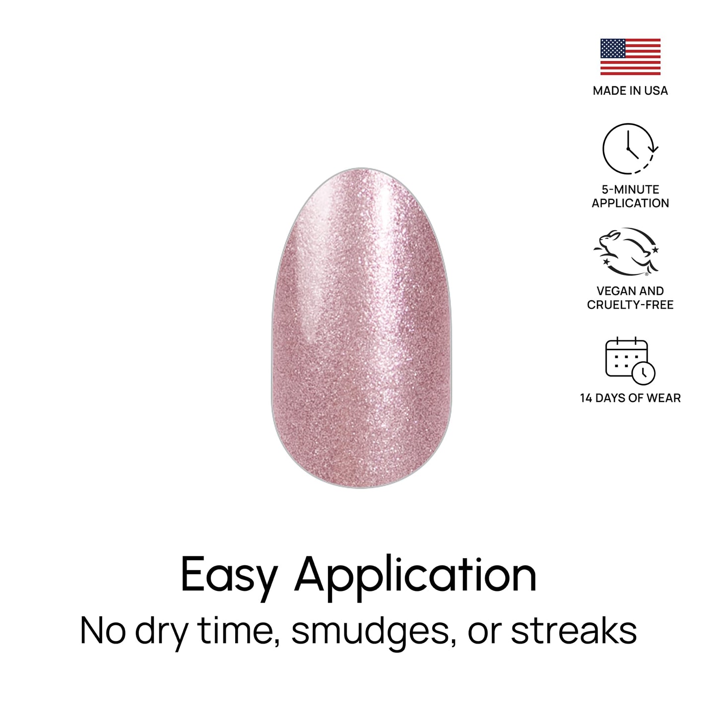 Color Street Princess Cut Nail Strips – Rose Gold Shimmer, Easy Peel, Real Polish