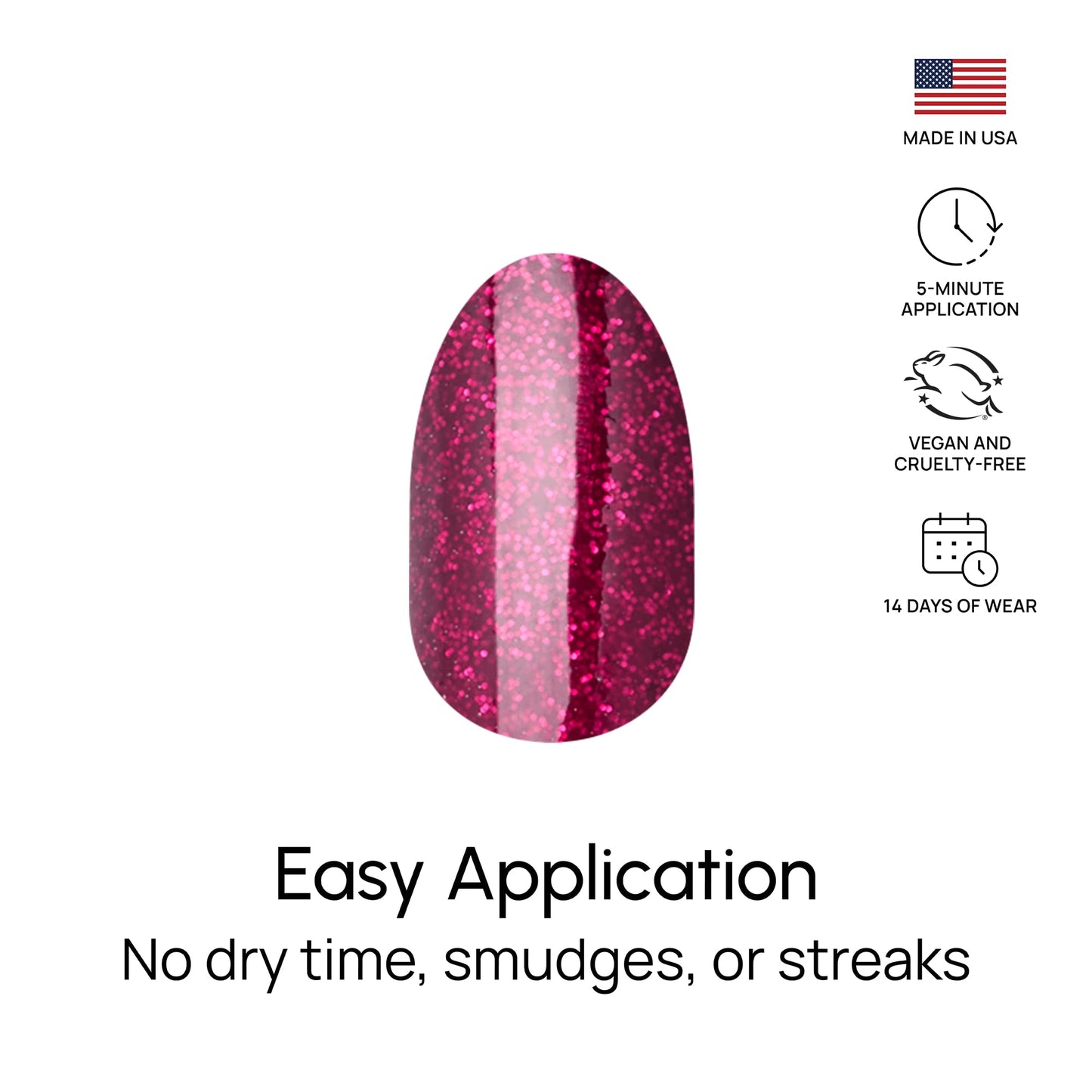 Color Street Rio Red Nail Strips – Burgundy Glitter, Easy Peel & Apply
