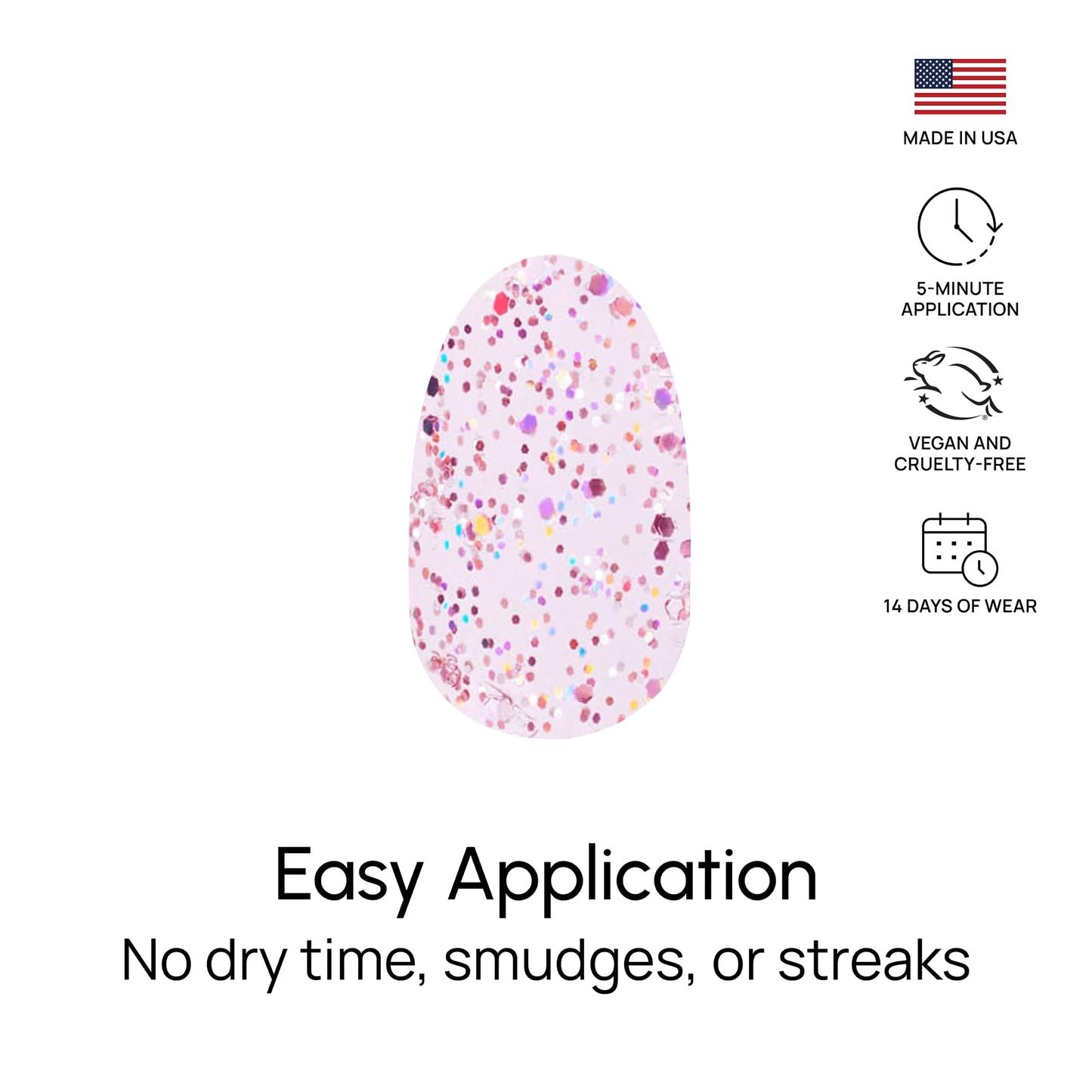 Color Street Shimmer Down Nail Strips – Rosy Pink Glitter, 16 Double-Ended, Made in USA