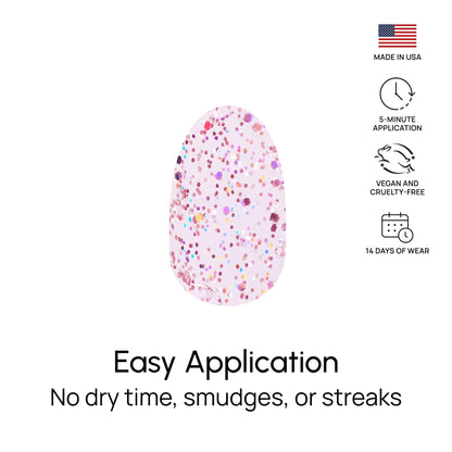 Color Street Shimmer Down Nail Strips – Rosy Pink Glitter, 16 Double-Ended, Made in USA