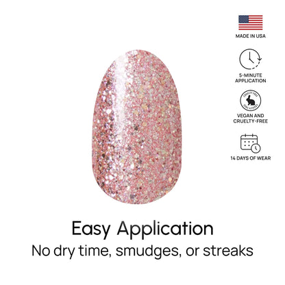 Color Street Social Butterfly Glitter Nail Strips – Rose Gold, Zero Dry Time