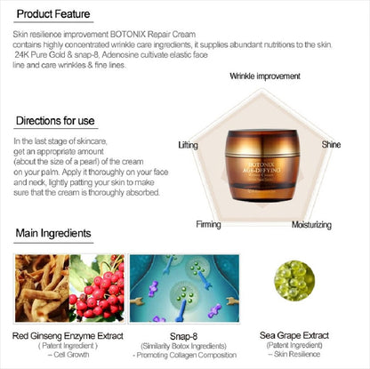 COLORCODE BOTONIX Natural Age Defying Cream 24K Gold + 8 Peptides – Lift & Glow Bundle