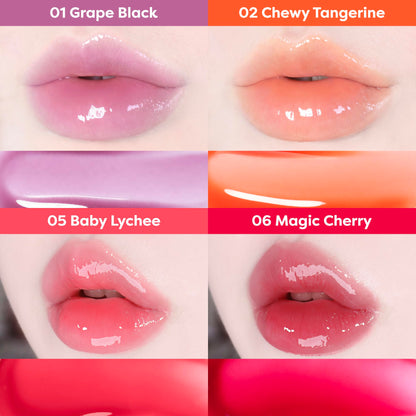 COLORGRAM Fruity Glass Gloss 01 Grape Black | Glass-Shine Lip Gloss, Non-Sticky & Hydrating