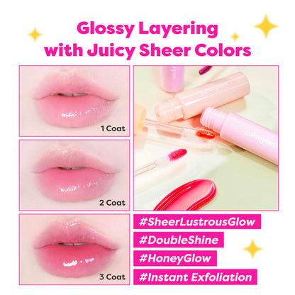 COLORGRAM Fruity Glass Gloss 04 Farewell Guava – Glass-Like Shine Lip Tint