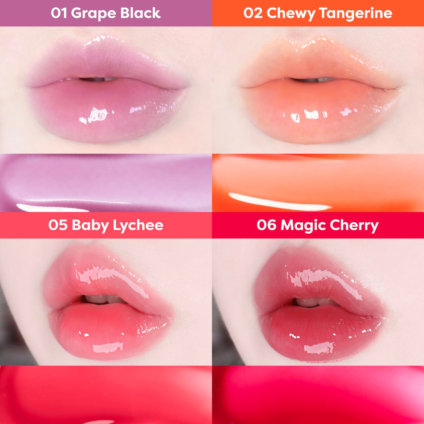 COLORGRAM Fruity Glass Gloss 05 Baby Lychee – Non-Sticky Lip Gloss with Glass Shine