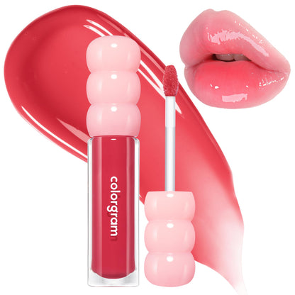 COLORGRAM Fruity Glass Gloss 05 Baby Lychee – Non-Sticky Lip Gloss with Glass Shine