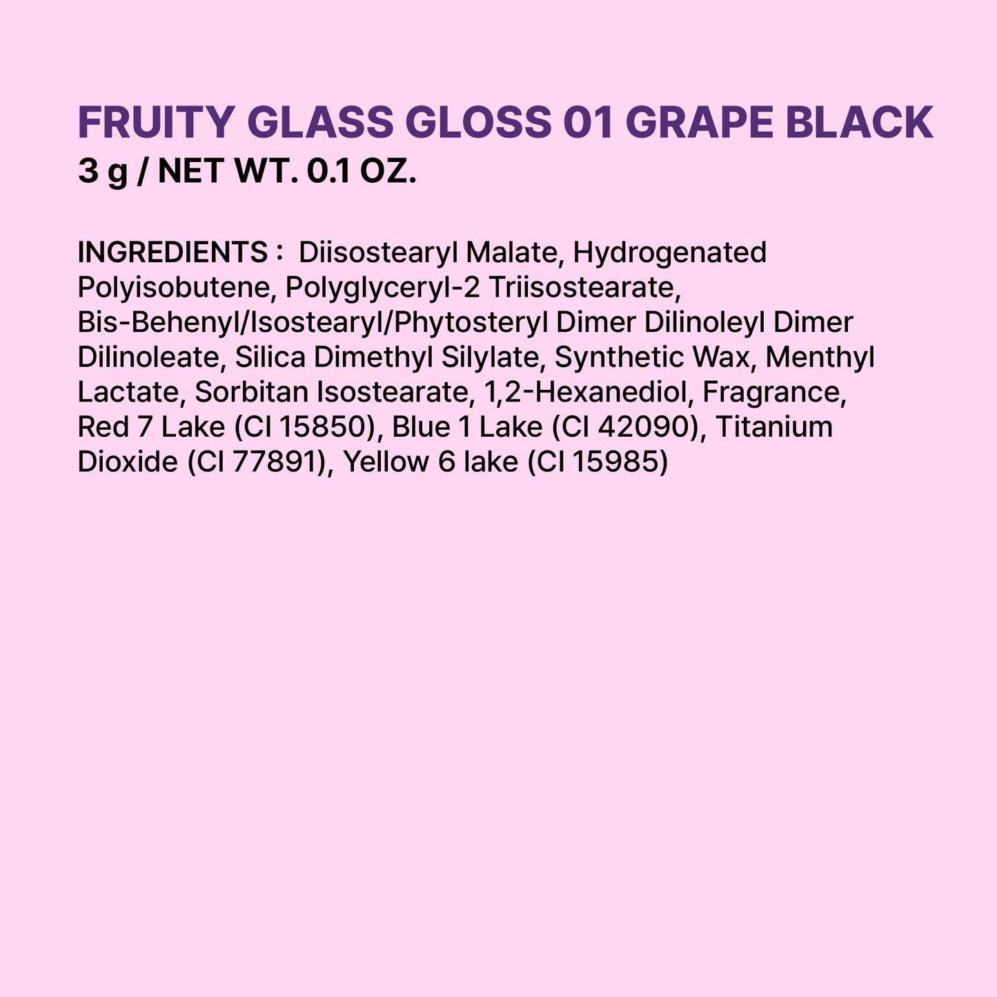 COLORGRAM Fruity Glass Gloss 05 Baby Lychee – Non-Sticky Lip Gloss with Glass Shine