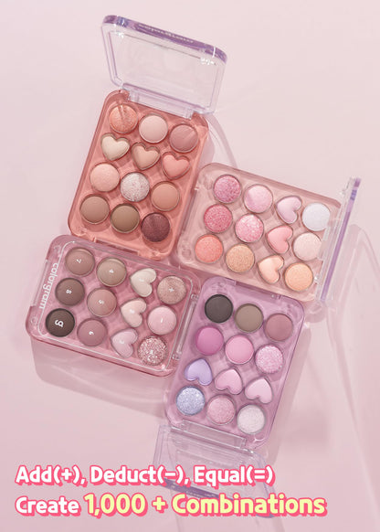 COLORGRAM Pin Point Eyeshadow Palette 03 Pink+Lavender | Ultra-Blendable Matte, Glitter & Shimmer Shades | Calculator Design