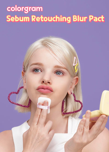 Colorgram Sebum Retouching Blur Pact — Poreless Matte Setting Powder for Normal to Oily Skin