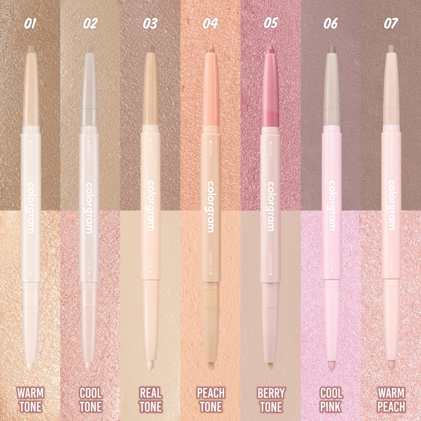 COLORGRAM Under Eye Highlighter Stick 06 Cool Pink – Silky-Smooth, Long-Lasting Contour