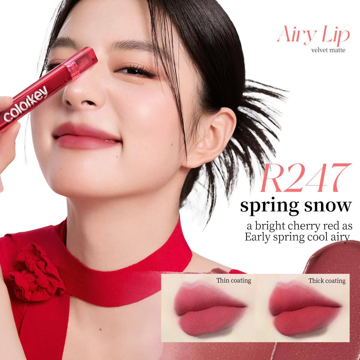 COLORKEY Airy Velvet Lip Tint – Matte Finish, Long-Wear Color in Cinnamon Peach (B605) | Non-Drying, Non-Sticky