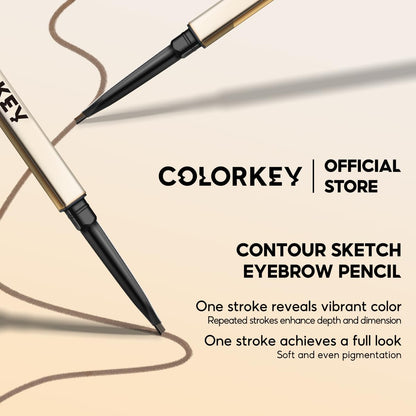 COLORKEY Contour Sketch Eyebrow Pencil – Retractable, Triangular Core, Long-Lasting Earth Brown
