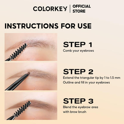 COLORKEY Contour Sketch Eyebrow Pencil – Retractable, Triangular Core, Long-Lasting Earth Brown