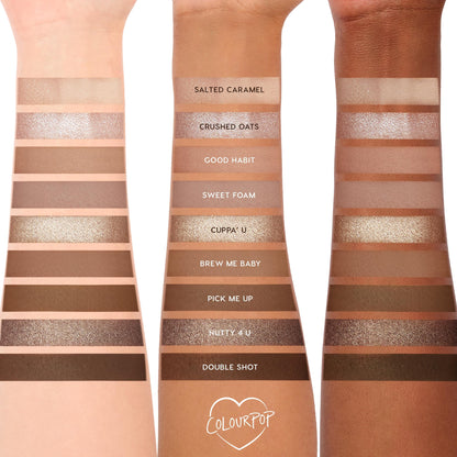 ColourPop Deja Brew Eyeshadow Palette – Cool-Toned Nude Shades, Matte & Metallic Finishes